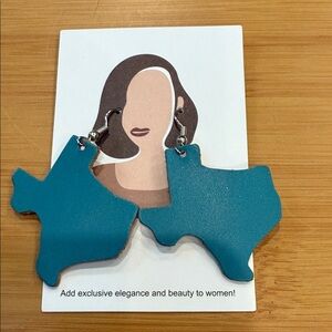 Teal Texas-Shaped Earrings